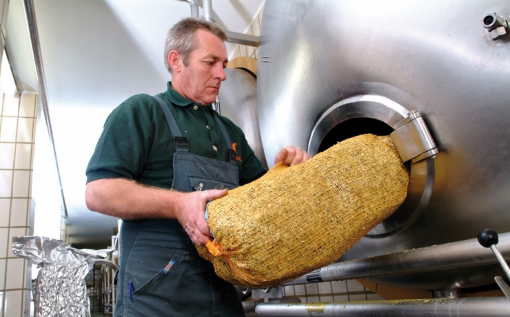 Not a monk, dry hopping Orval at Orval Abbey.